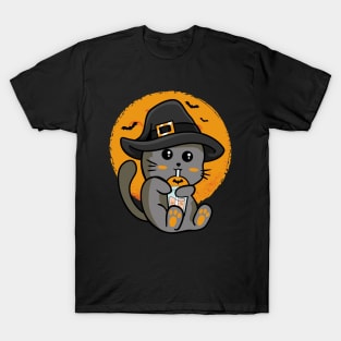 Halloween Boba Cat T-Shirt